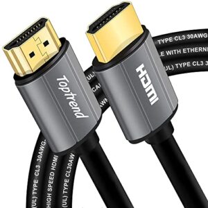 toptrend 4k hdmi cable 12ft, cl3 rated 18gpbs high speed hdmi 2.0 cable supports 1080p, 3d, 2160p, 4k 60hz uhd, hdr, 30awg hdmi cord, compatible with hdtv, xbox, blue-ray player, ps3, ps4, pc