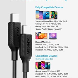 Anker USB C Cable 60W, Powerline III USB-C to USB-C Cable 2.0 (1ft), USB C Charger Cable for MacBook Pro 2020, iPad Pro 2020, Switch, Samsung Galaxy S20 Plus S9 S8 Plus, Pixel, and More （Black）