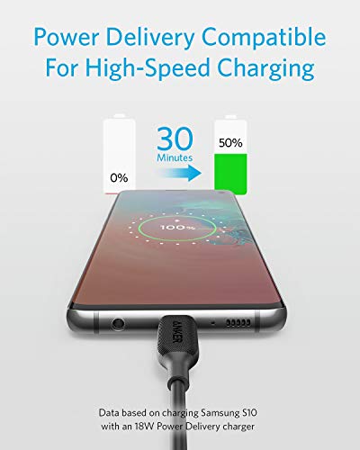 Anker USB C Cable 60W, Powerline III USB-C to USB-C Cable 2.0 (1ft), USB C Charger Cable for MacBook Pro 2020, iPad Pro 2020, Switch, Samsung Galaxy S20 Plus S9 S8 Plus, Pixel, and More （Black）