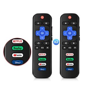 (pack of 2) replaced remote control for roku tv, compatible with tcl roku/hisense roku/element roku/insignia roku/jvc roku/onn roku/philips roku/rca roku/sharp roku/westinghouse roku series smart tvs