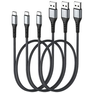 sunguy usb c cable 1.5ft [3pack] 18w usb 2.0 short type c cord fast charging data sync braided compatible with samsung galaxy s22/s22+ s21 s20 s10 plus, lg v50 v40 other usb c charger