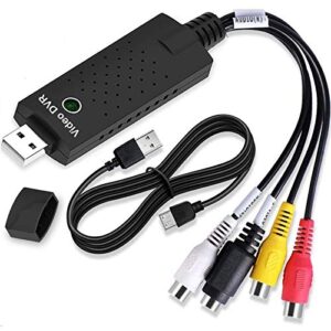 aifusi usb 2.0 audio/video converter, vhs to digital converter, video capture card vcr tv to dvd converter for mac, pc support windows 2000/10 / 8/7 / vista/xp/android