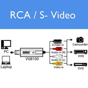 AIFUSI USB 2.0 Audio/Video Converter, VHS to Digital Converter, Video Capture Card VCR TV to DVD Converter for Mac, PC Support Windows 2000/10 / 8/7 / Vista/XP/Android