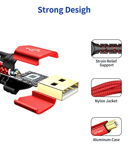 JSAUX Printer Cable, 10FT USB Printer Cable USB 2.0 Type A Male to B Male Scanner Cord USB B Cable High Speed for HP, Canon, Epson, Dell, Brother, Lexmark, Xerox, Samsung etc and Piano, DAC