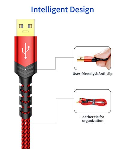 JSAUX Printer Cable, 10FT USB Printer Cable USB 2.0 Type A Male to B Male Scanner Cord USB B Cable High Speed for HP, Canon, Epson, Dell, Brother, Lexmark, Xerox, Samsung etc and Piano, DAC