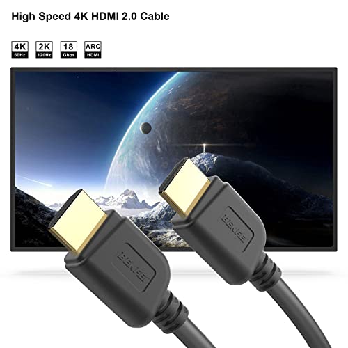 BENFEI HDMI to HDMI Cable, 4K@60Hz High Speed 6ft HDMI 2.0 Cable, 18Gbps, 4K HDR, 3D, 2160P, 1080P, Ethernet, Audio Return(ARC) Compatible with UHD TV, Blu-ray, Xbox, PS4, PS3, PC - 6 ft