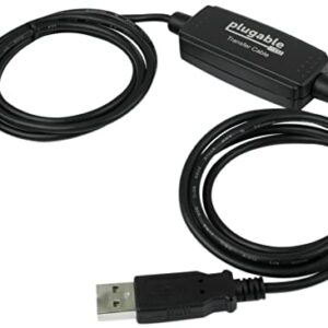 Plugable USB 2.0 Transfer Cable, Unlimited Use, Transfer Data Between 2 Windows PC's, Compatible with Windows 11, 10, 7, XP, Bravura Easy Computer Sync Software Included