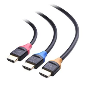 cable matters 3-pack high speed hdmi cable 15 ft with 4k @60hz, 2k @144hz, freesync, g-sync and hdr support for gaming monitor, pc, apple tv, and more