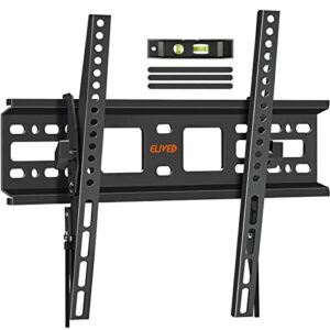 tilting tv wall mount bracket, universal tv mount low profile for 26-55 inch flat screen tvs, ultra slim, easy to install with tilting knob, fits 12″/16″ studs, max vesa 400x400mm, 99 lbs. elived