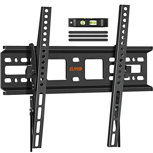 Tilting TV Wall Mount Bracket, Universal TV Mount Low Profile for 26-55 Inch Flat Screen TVs, Ultra Slim, Easy to Install with Tilting Knob, Fits 12"/16" Studs, Max VESA 400x400mm, 99 lbs. ELIVED