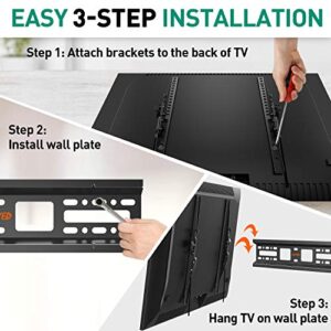 Tilting TV Wall Mount Bracket, Universal TV Mount Low Profile for 26-55 Inch Flat Screen TVs, Ultra Slim, Easy to Install with Tilting Knob, Fits 12"/16" Studs, Max VESA 400x400mm, 99 lbs. ELIVED