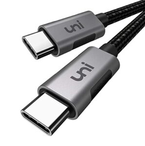 usb c to usb c cable 15ft, uni long usb type c 100w fast charging nylon braided cable (5a 20v) compatible with ipad pro 2019/2018, macbook pro 2020/2019/2018, dell xps 13/15, surface book 2 and more