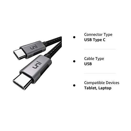 USB C to USB C Cable 15ft, uni Long USB Type C 100W Fast Charging Nylon Braided Cable (5A 20V) Compatible with iPad Pro 2019/2018, MacBook Pro 2020/2019/2018, Dell XPS 13/15, Surface Book 2 and More