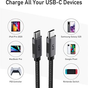 USB C to USB C Cable 15ft, uni Long USB Type C 100W Fast Charging Nylon Braided Cable (5A 20V) Compatible with iPad Pro 2019/2018, MacBook Pro 2020/2019/2018, Dell XPS 13/15, Surface Book 2 and More
