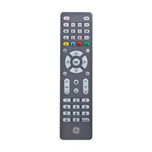 ge backlit universal remote control for samsung, vizio, lg, sony, sharp, roku, apple tv, tcl, panasonic, smart tv, streaming players, blu-ray, dvd, simple setup, 4-device, graphite, 48848