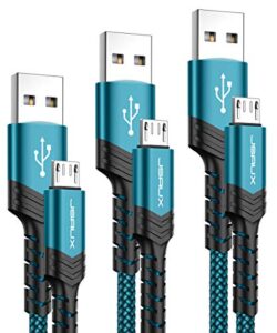 micro usb charger cable, jsaux (3-pack 3.3ft+6.6ft+10ft) android charger micro usb to usb a nylon braided cord compatible with samsung galaxy s6 s7 edge note 5, kindle and more-green