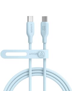 anker 543 usb c to usb c cable (140w 6ft), usb 2.0 bio-based charging cable for macbook pro 2020, ipad pro 2020, ipad air 4, samsung galaxy s21, and more (misty blue)