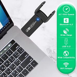 USB WiFi Bluetooth Adapter, 1300Mbps Dual Band 2.4/5Ghz Wireless Network External Receiver, Mini WiFi Dongle for PC/Laptop/Desktop