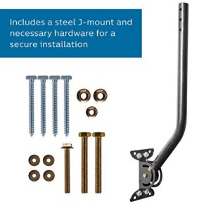 Philips Universal Adjustable TV Antenna Mount, Steel J-Mount for Attic Outdoor Roof Wall Installation, Weatherproof Mast Pole, Mounting Bracket and Hardware Included, Black, SDW1220/27