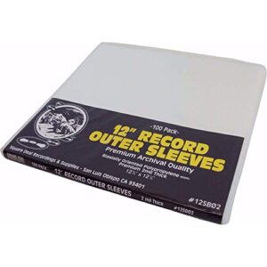 (100) 12 lp record outer sleeves premium 2 mil thick archival quality, super clear #12sb02