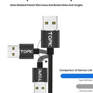 TOPK Magnetic Charging Cable 4-Pack [3ft/3ft/6ft/6ft] 3 in 1 Nylon Braided Magnetic Phone Charger, 360° Rotating Magnetic USB Cable Compatible with Micro USB, Type C, iProduct and Most Devices