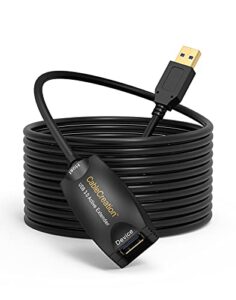 cablecreation active usb 3.0 extension cable 16.4 ft, usb 3.0 extender male to female cord with signal booster, compatible with oculus quest 2, and rift sensor, steam vr, gaming pc, 5 meters