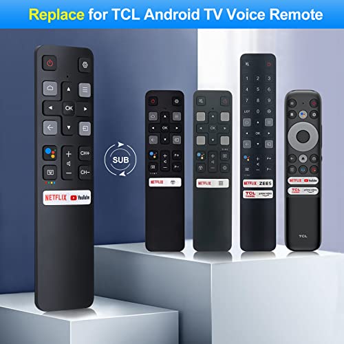 Voice Replacement for TCL-Android-TV-Remote,New Upgraded RC802V for TCL Smart TVs with Google Voice Function,with Netflix,YouTube Buttons