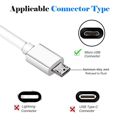 10FT Long Android Charger Cable Fast Charge,USB to Micro USB Cable White,Micro USB 2.0 Cable USB Micro Cable for Samsung Charger Cord Tablet Galaxy 7 S7 S6 Edge LG Phone,Charging Wire for Kindle Fire