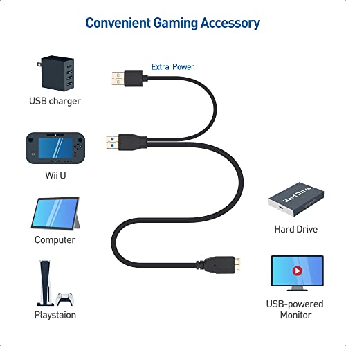 Cable Matters Micro USB 3.0 to USB Splitter Cable (USB Y-Cable, USB Y Cable) 20 Inches