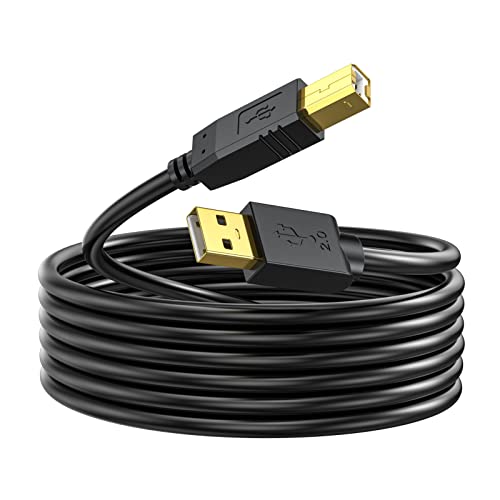 NC XQIN Printer Cable 20 ft, USB 2.0 Printer Cable Cord Type A-Male to B-Male Cable for Printer/Scanner-Gold-Plated