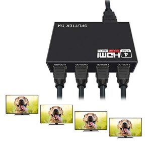 HDMI Splitter 1 in 4 Out -4K Hdmi Splitter 1x4 Ports v1.4 Powered 4K/2K Full Ultra HD 1080p US Adapter 3D Support