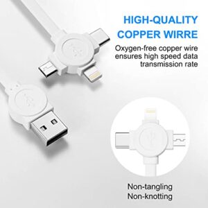 Multi Fast Charging Cable 2Pack Retractable Charger Cable 3.3ft 3-in-1 USB Charge Cord with Lightning/Type C/Micro USB Ports for iPhone/Samsung Galaxy/Huawei/LG/OnePlus/Google/Nokia