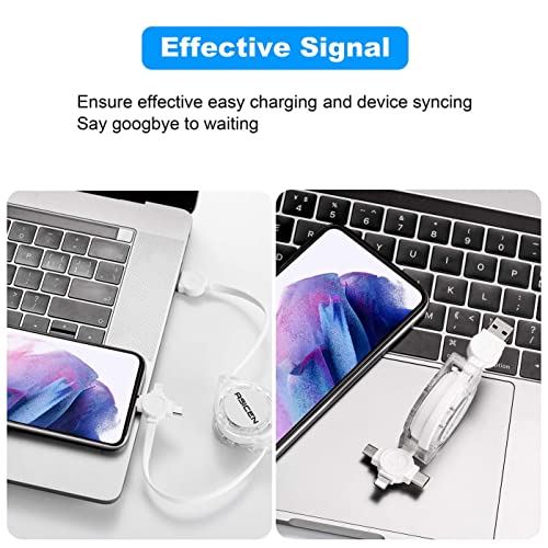 Multi Fast Charging Cable 2Pack Retractable Charger Cable 3.3ft 3-in-1 USB Charge Cord with Lightning/Type C/Micro USB Ports for iPhone/Samsung Galaxy/Huawei/LG/OnePlus/Google/Nokia