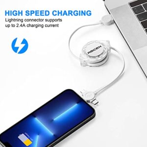 Multi Fast Charging Cable 2Pack Retractable Charger Cable 3.3ft 3-in-1 USB Charge Cord with Lightning/Type C/Micro USB Ports for iPhone/Samsung Galaxy/Huawei/LG/OnePlus/Google/Nokia