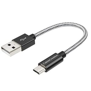 short micro usb cable, cablecreation usb to micro usb 24 awg triple shielded fast charger cable, compatible with tv stick, ps4, chromecast, power bank, android phone, 0.5ft/6 inch black