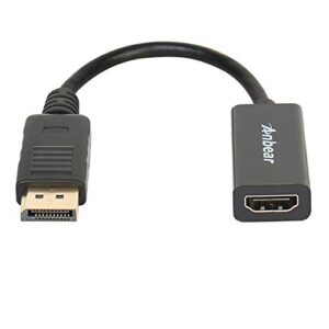 anbear displayport to hdmi adapter, display port to hdmi cable(male to female) for displayport enabled desktops and laptops connect to hdmi displays (1, black)