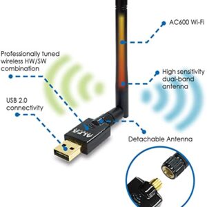 ALFA Network AWUS036ACS Wide-Coverage Dual-Band AC600 USB Wireless Wi-Fi Adapter w/ High-Sensitivity External Antenna - Windows, MacOS & Kali Linux Supported