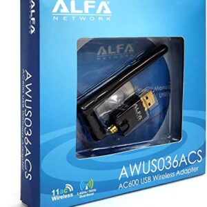 ALFA Network AWUS036ACS Wide-Coverage Dual-Band AC600 USB Wireless Wi-Fi Adapter w/ High-Sensitivity External Antenna - Windows, MacOS & Kali Linux Supported