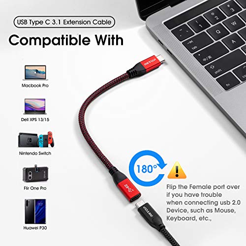 USB C Extension Cable Short, RIITOP USB-C Male to Female Extender Braided Cord for Nintendo Switch, MacBook Pro 7.8inch (Thunderbolt 3 Compatible)