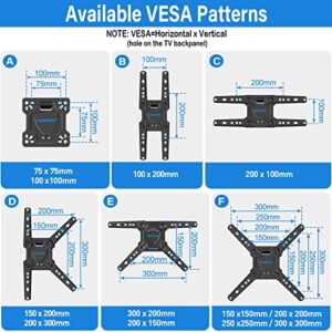 MOUNTUP Full Motion TV Wall Mount for 26-50 Inch TV, Wall Mount TV Bracket Max VESA 300x300mm, Swivel Tilt Extension Level Adjustment for LED LCD Flat Curved TVs Up to 55 LBS