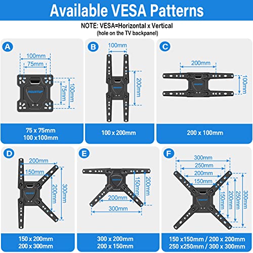 MOUNTUP Full Motion TV Wall Mount for 26-50 Inch TV, Wall Mount TV Bracket Max VESA 300x300mm, Swivel Tilt Extension Level Adjustment for LED LCD Flat Curved TVs Up to 55 LBS