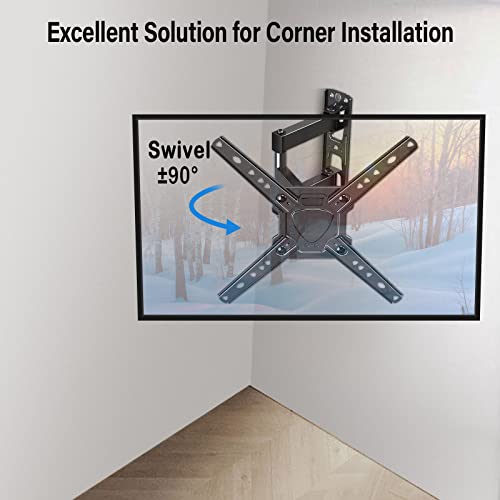 MOUNTUP Full Motion TV Wall Mount for 26-50 Inch TV, Wall Mount TV Bracket Max VESA 300x300mm, Swivel Tilt Extension Level Adjustment for LED LCD Flat Curved TVs Up to 55 LBS