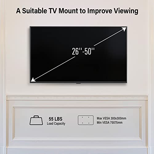 MOUNTUP Full Motion TV Wall Mount for 26-50 Inch TV, Wall Mount TV Bracket Max VESA 300x300mm, Swivel Tilt Extension Level Adjustment for LED LCD Flat Curved TVs Up to 55 LBS