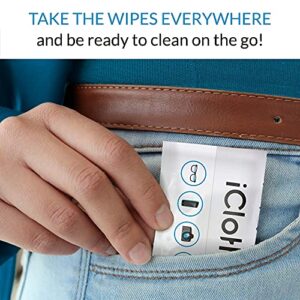 iCloth Lens Cleaning Wipes [5 x 3.5 Inches - 100 Wipes] Safe for All Screens, Electronics & Glasses. Streak & Lint Free, Individually Wrapped, 1 Wipe Can Clean Camera, Smartphone, and Pair of Glasses