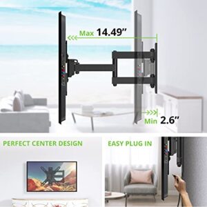 USX MOUNT Full Motion TV Monitor Wall Mount for Most 13-42 inch Flat Curved Screen TVs & Monitors Up to 55lbs, Single Stud TV Mount Bracket Articulating Arms Swivel Tilt Extension, Max VESA 200x200mm