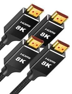 capshi 8k hdmi cables 2.1 3.3ft/1m 2 pack, short 48gbps ultra high speed hdmi cord (8k@60hz, 4k@120hz, 2k@240hz) 12bit, earc, hdcp 2.2/2.3, dynamic hdr, qft vrr for tv ps5 vr monitor rtx 3090(black)