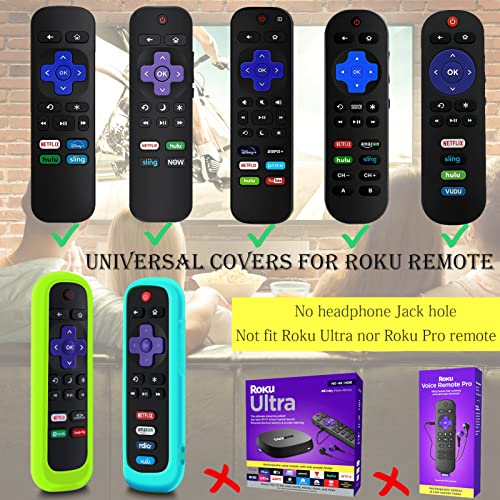 4Pack Case for Roku Remote, Cover for Hisense / TCL Roku TV Steaming Stick / Express Universal Replacement Controller Silicone Sleeve Skin Glow in The Dark Green Sky Purple Red