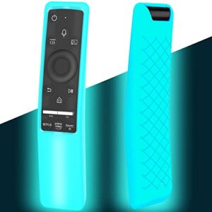 case compatible with samsung smart tv remote glow in the dark controller bn59 series, light weight silicone cover protector shockproof anti-slip remote skin sleeve – sky glow