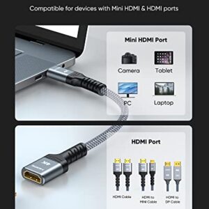 Highwings Mini HDMI Adapter, 4K 60Hz Mini HDMI Male to HDMI Female Cable 4K HDR 3D 18Gbps Compatible with Camera, Projector, Tablet, Graphics Card, Raspberry Pi Zero W, Camcorder, Pi Zero 0.5 ft