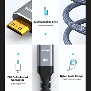 Highwings Mini HDMI Adapter, 4K 60Hz Mini HDMI Male to HDMI Female Cable 4K HDR 3D 18Gbps Compatible with Camera, Projector, Tablet, Graphics Card, Raspberry Pi Zero W, Camcorder, Pi Zero 0.5 ft